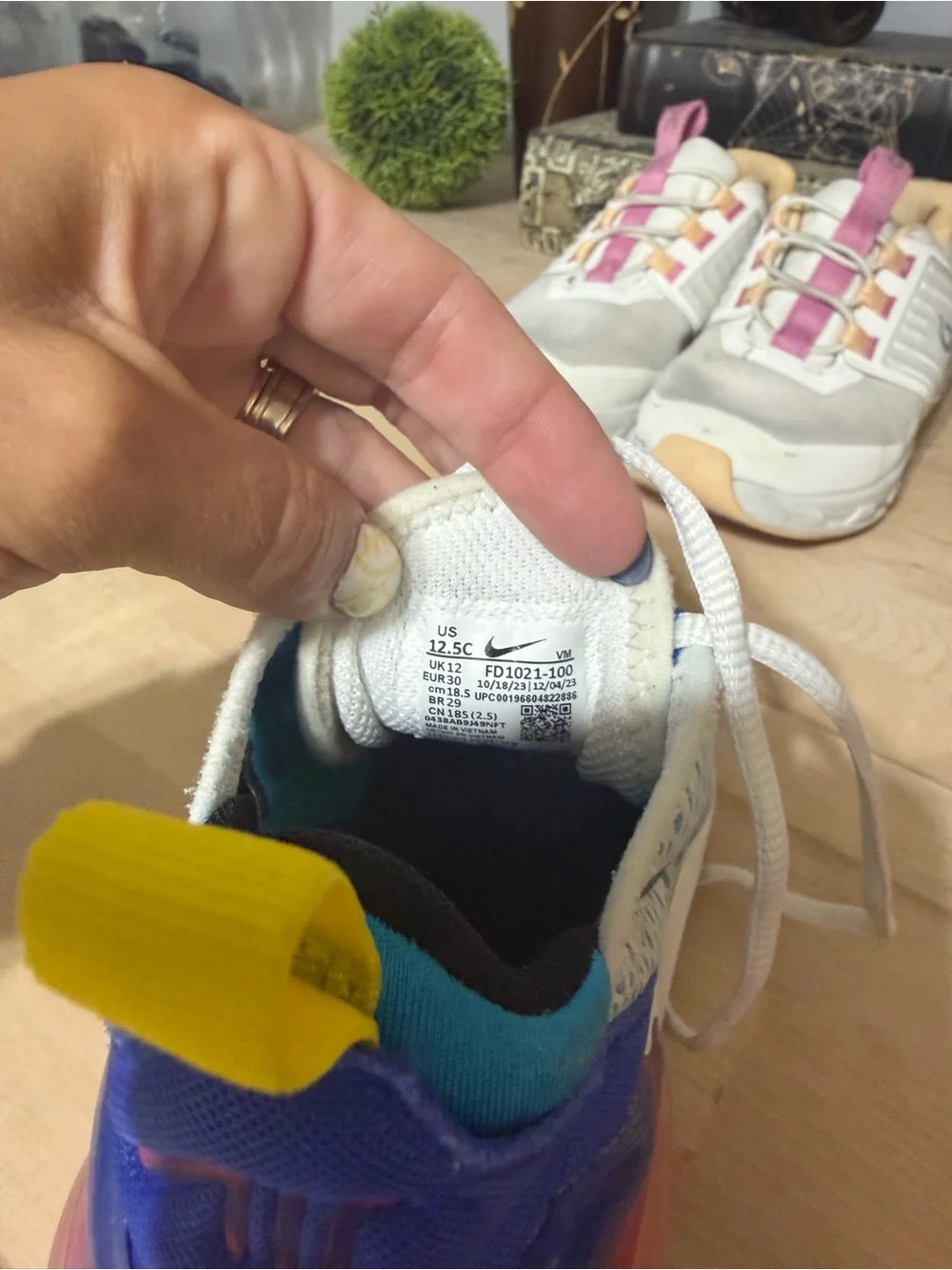 Nike Kids Blue and Yellow Mesh Air Cushion Sneakers